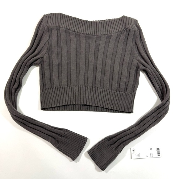 New Silence And Noise Cropped Dark Grey Sweater Long Sleeve - Picture 2 of 7